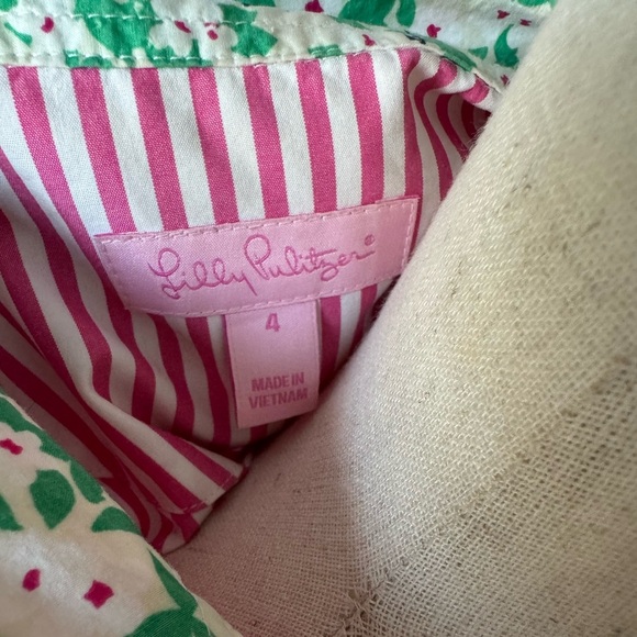 Lilly Pulitzer Pink and White Striped Ruffle Button Down - Picture 4 of 5